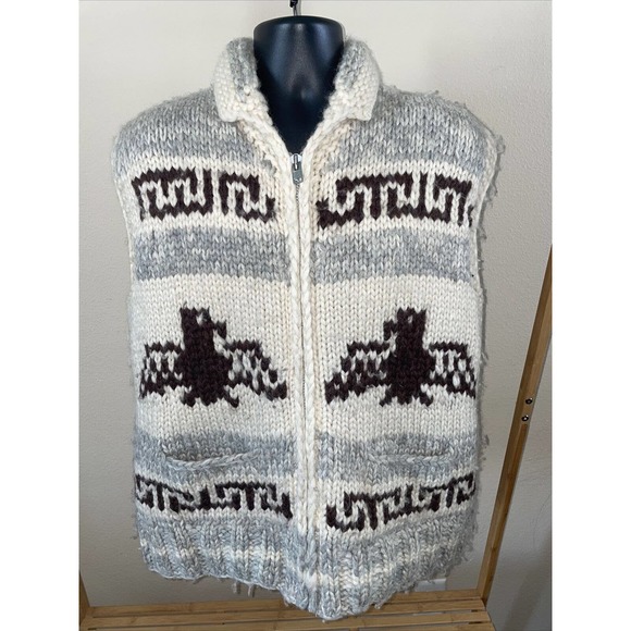 Canadian Sweater Company Ltd Wool Cowichan Thunderbird Vest Mens L